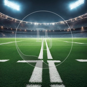 Football Stadium Background, Football Backdrop with Bright Lights, Football Field Background, High Quality Digital Download