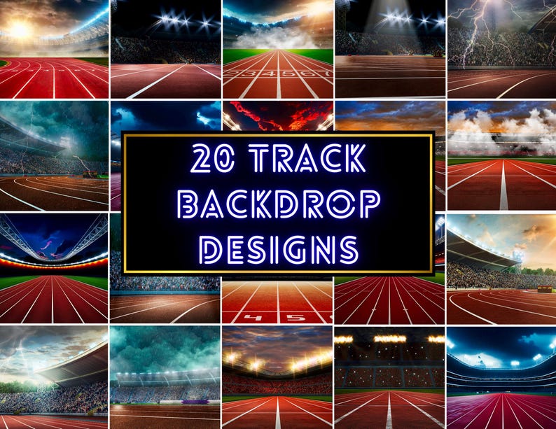 Track and Field Digital Backdrop Bundle: Sports Stadium Pngs (20 High ...