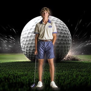 Digitale golfachtergrond PNG-achtergrond voor schoolfoto's – Volledig ontwerp golfachtergrond– Golfteam, sportportret, fotostudio voor kinderen downloaden