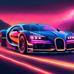 Neon Bugatti Inspired Wall Art