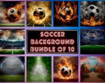 Soccer Photography Backdrops: High-Resolution Sports Backgrounds (Bundle of 10)