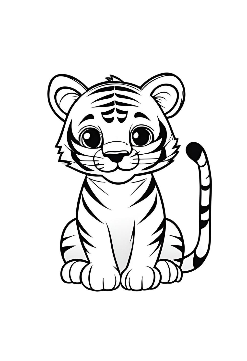 Tiger Cartoon SVG & PNG Digital Download / Cute Tiger Clipart for Crafts, Stickers, T-Shirts - digital download