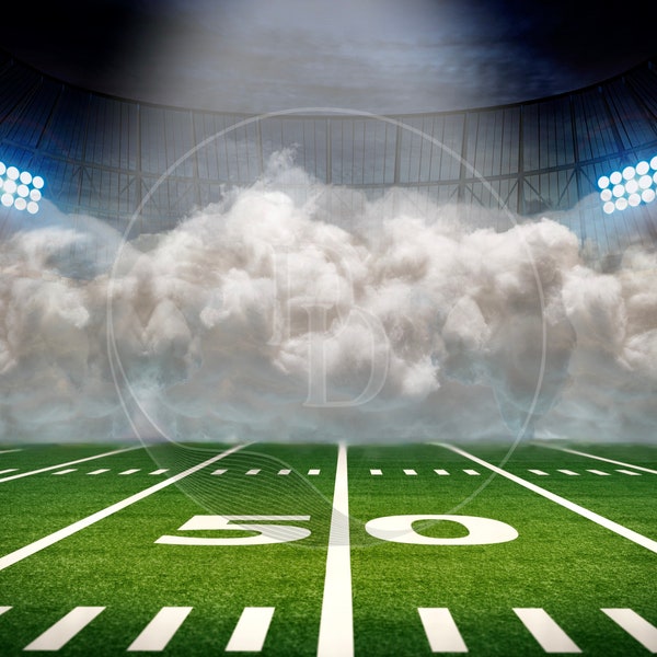 Football Field Background PNG with smoke & lights,  Photoshop Background, Football Stadium Backdrop, Football PNG - Digital Download