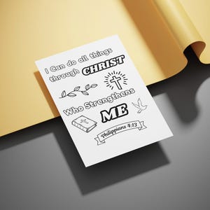 Bible Verse Coloring Page for Sunday School - Christian coloring sheet for children - Sunday school, church, Philippians 4:13