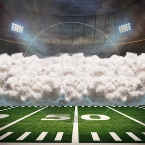 Football Field Backdrop with smoke and lights, Football Backdrop, Football Stadium Background Image - Digital Download