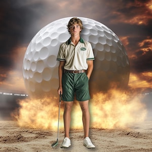 Digitaler Golf-Hintergrund für Schulfotos - volles Golf-Hintergrund-Design - Golf-Team, Sportporträt, Kinderfotostudio-Download