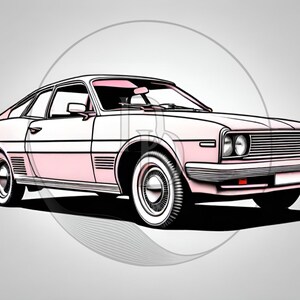 Retro Vintage Sports Car Wallpaper Background Digital AI Illustration Digital Download