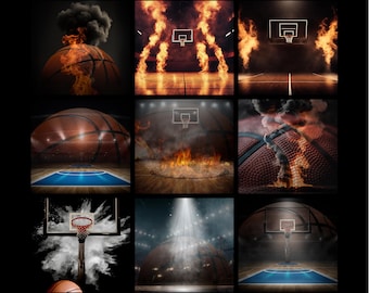 Basketball Backdrop PNG Bundle of 9 High Quality Sports Backdrops