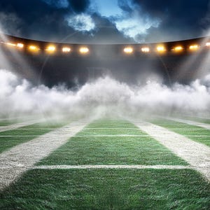 Football Sports Field Background with smoke and lights, Football Backdrop, Football Stadium Background Image - High Quality Download PNG