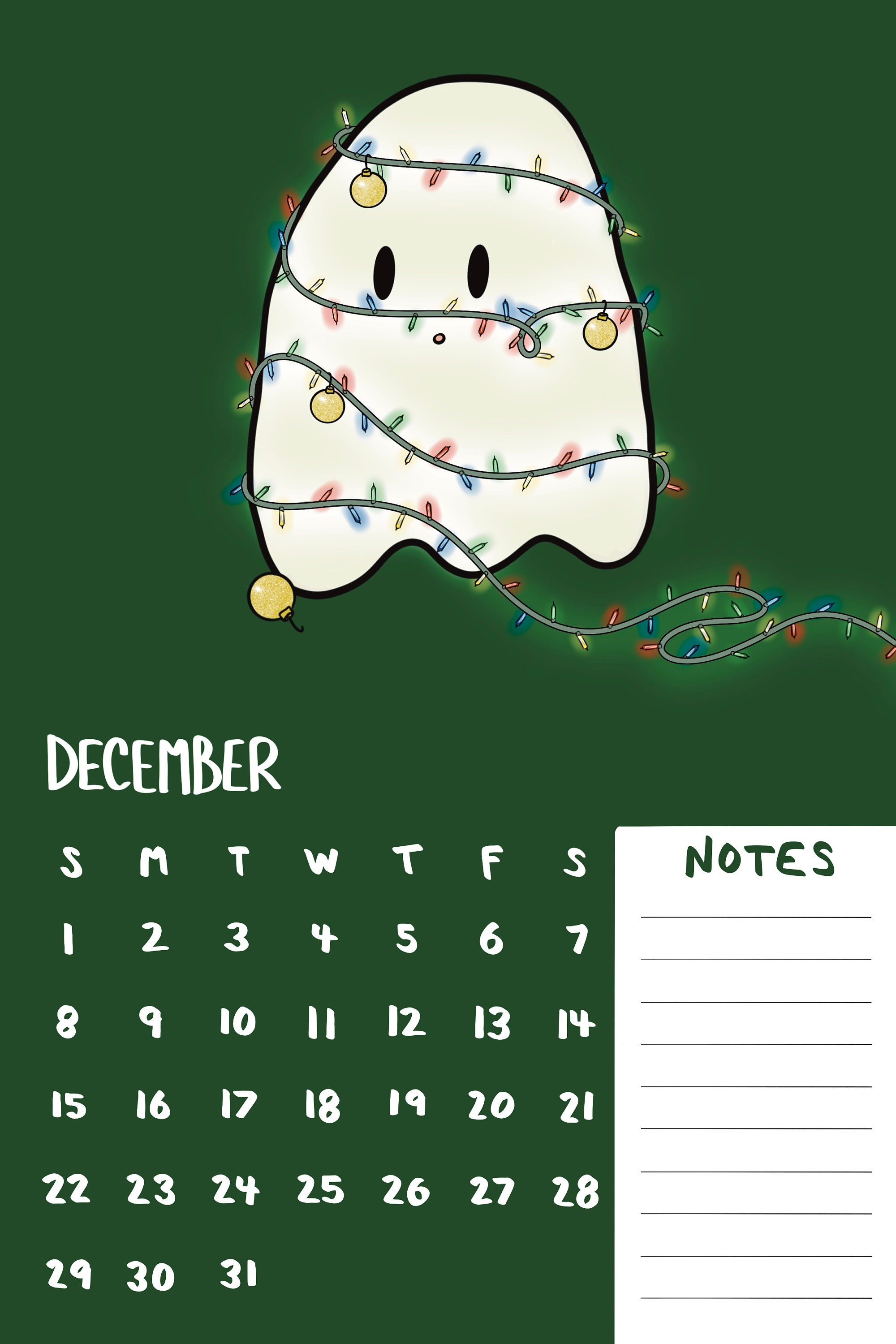 Printable 2024 Ghost Calendar Etsy