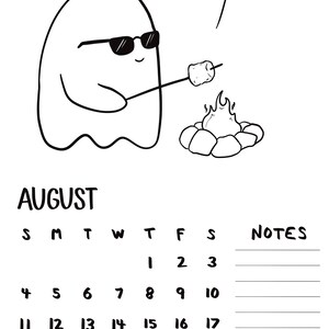Printable 2024 Ghost Calendar Coloring Pages - Etsy