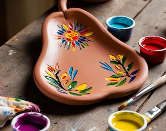 Kit de cerámica decorativa de pera para pintar / Idea de regalo de cumpleaños / Porta anillos único / Regalo para el Día de la Madre / Crea tu propio accesorio de escritorio