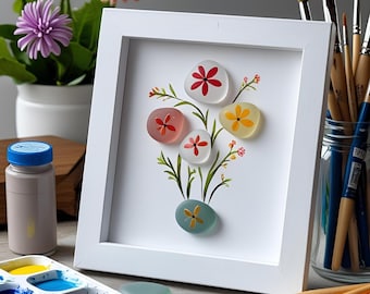 Crea tu propio cuadro de vidrio marino en un marco / Kit de manualidades de vidrio marino con pinturas / Idea de regalo de aniversario / Regalos para casa nueva