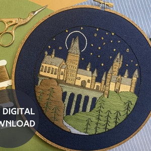 Wizard Castle Embroidery Pattern, Beginning Pattern with Step by Step Directions & Diagrams, DIY Handmade Gift, Digital PDF Download