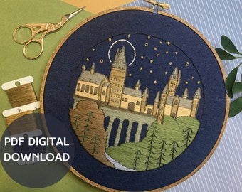 Wizard Castle Embroidery Pattern, Beginning Pattern with Step by Step Directions & Diagrams, DIY Handmade Gift, Digital PDF Download