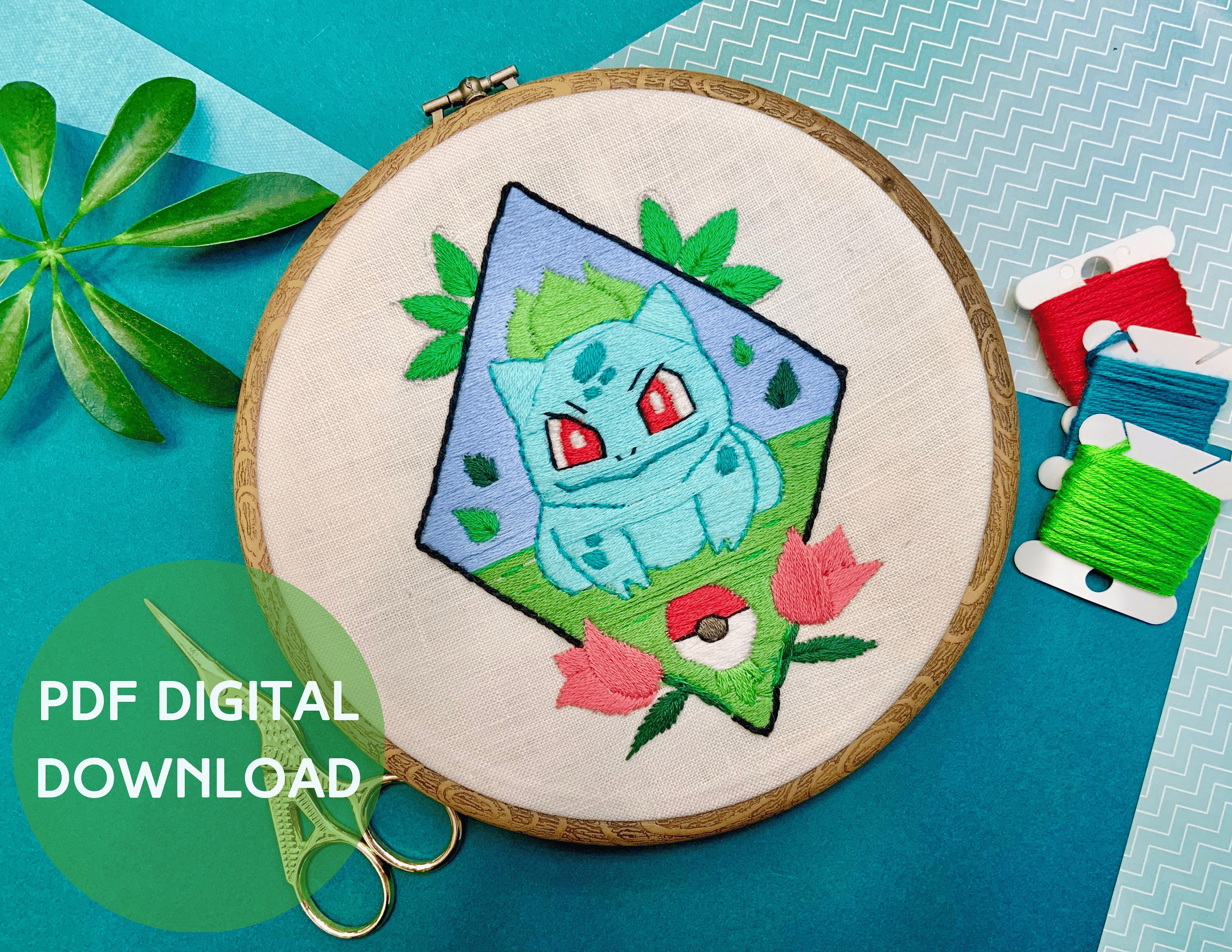 Pokemon Cross Stitch Cactus Bulbasaur #1 - funny kids embroidery