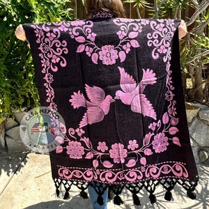 Gaban for Women, Poncho Mexicano, Mexican Gaban, Shawl Wrap, Handcrafted Shawl Rebozo, Handmade Gaban, Birds Wrap, Wool Rebozo, Embroidered