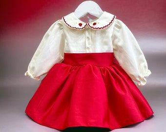 Cute Red Kids Special Occasion Dress, Girls Red Dress, Kids Cute Cotton Birthday Dress, Baby Girl Red Dress