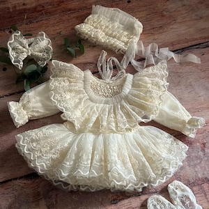 Baby Girl Lace Birthday Party Dress, Baby Girl Baptism Dress, Baby Girls Ivory Wedding Dress, Baby Girl Christening Dress, Baby Girl