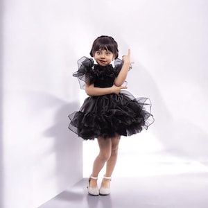 Girl Elegant Halloween Costume, Kids Halloween Outfit Costume, Girl Gothic Black Witch Dress, Toddler Halloween Costume Dress