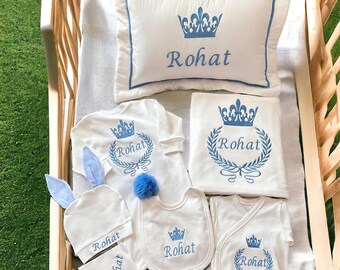 Baby Boy Newborn Outfit Set for Hospital Home Coming Outfit Personalized Baby Gift Custom Name Baby shower Gift Bunny Ears Newborn Outfit