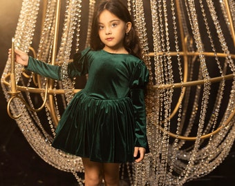 green velvet xmas dress Green 1950s Christmas Tree Bow Mesh Puffy Dress