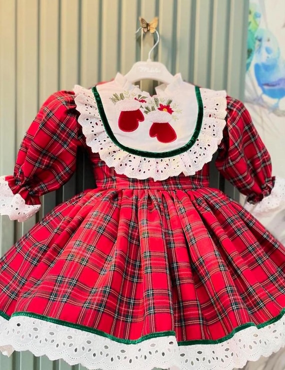 Tartan Vestiti Bimba Natalizi Natalizio Vestito Scozzese Vestito