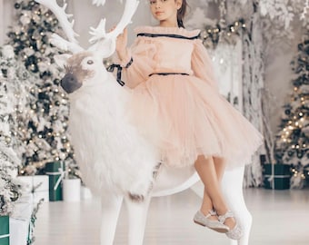 Rose gold girl gown, rose gold flower girl dress