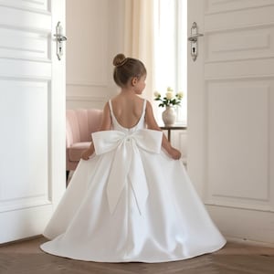 White Silk Dress With Bow on Back - Etsy White Silk Dress With Bow on Back - Etsy