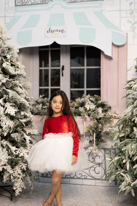 Robe Noël Fille - Manches Longues, Tutu Dentelle - Tenue Chaud Fêtes - Pour Nouveau-nés Et Tout-petits