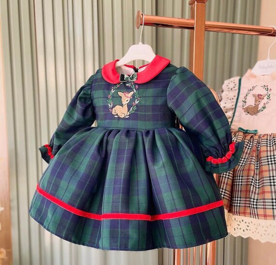 green emerald velvet dress Kate Middleton Tartan Fit Flare Dress Blackwatch Navy Blue Green Check –  opalroyaleclothing main image 1