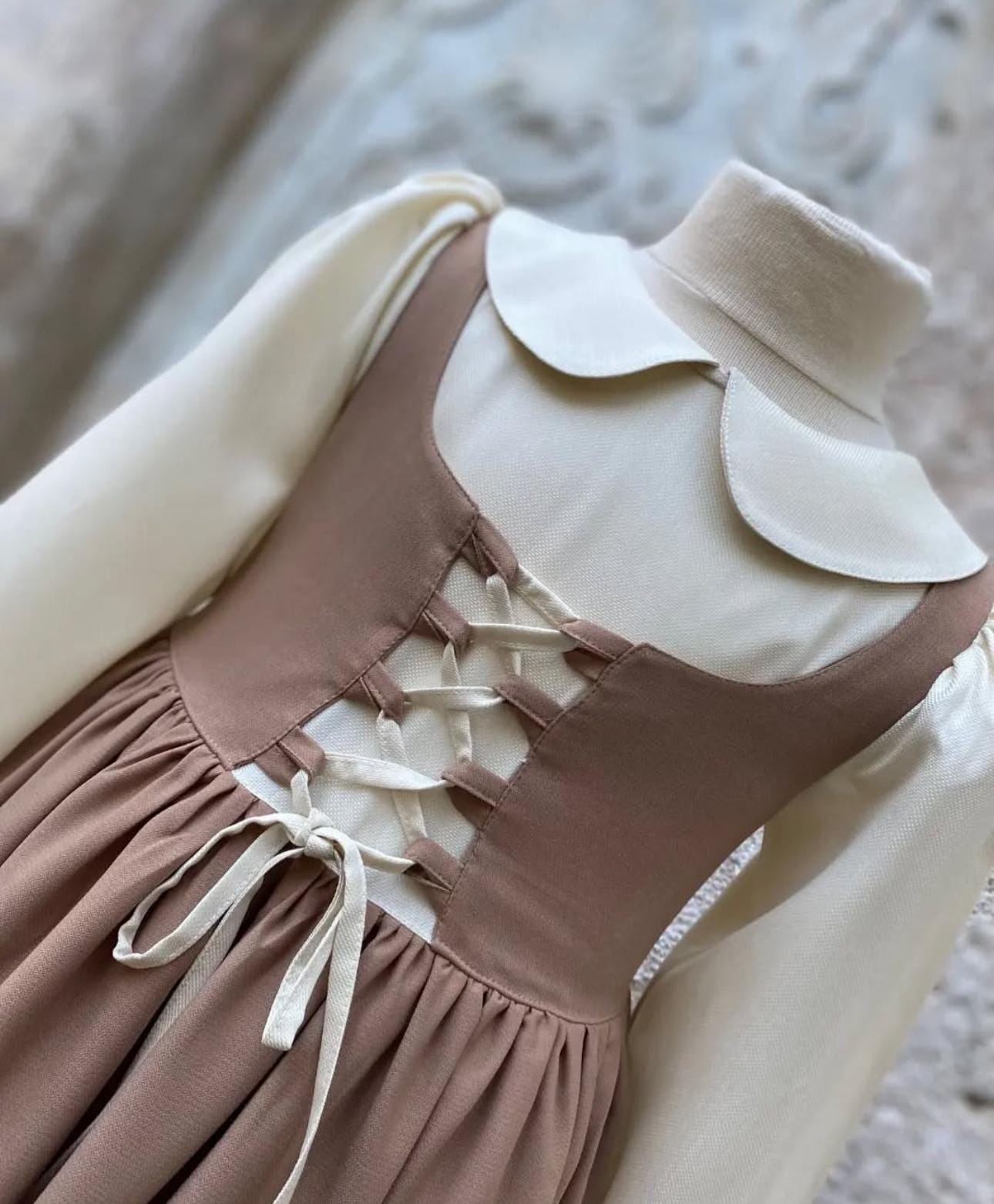 Girls Vintage Style Brown Dress, Kids Retro Style Long Dress, Girls Halloween Costume, Kids Halloween Dress