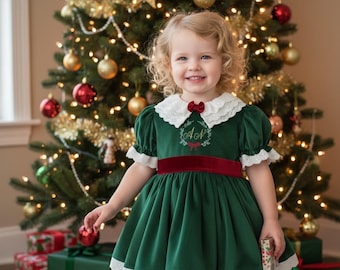 Green Velvet Christmas Dress: Baby Girl Holiday Outfit - Etsy