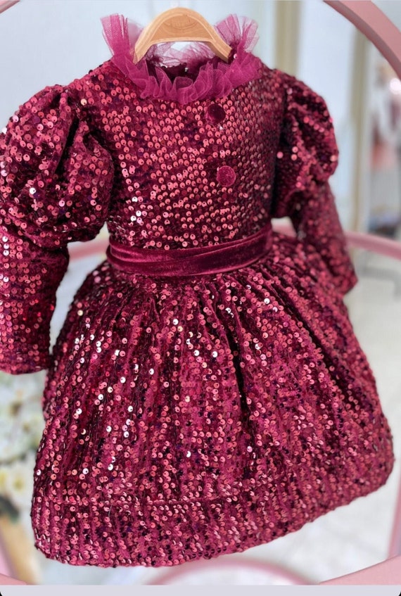 Robe de Noël scintillante pour fille à paillettes, robe de Noël
