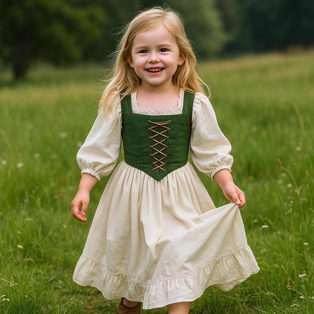 girls green medieval dress Shrek Princess Fiona Costume Kids Green Dress