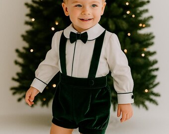 Luxury Baby Girl and Baby Boy Matching Christmas Outfit, Green