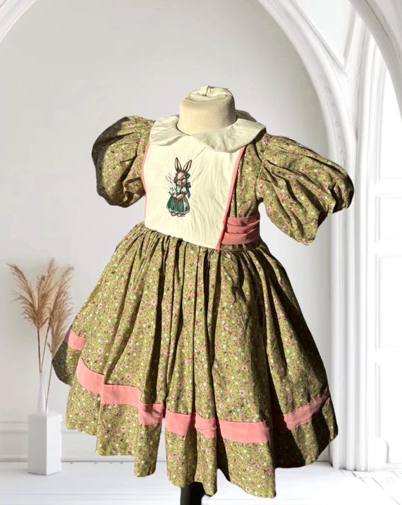 green emerald velvet dress Girls Floral Print Dress main image 0