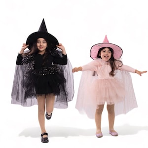Kids Starry fairy witch costume Pink Purple Black whimsical witch , kids halloween costume, girls witch costume baby halloween costume