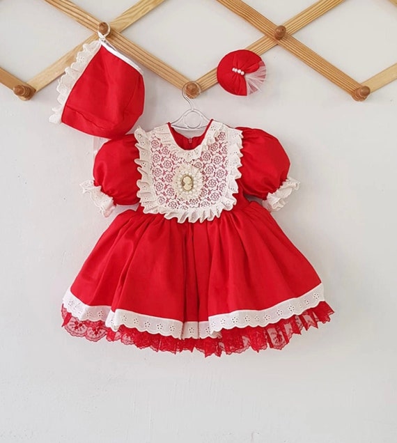 Red Vintage Style Baby Girl Birthday Dress, Cute Girl Dress, Baby Girl  Special Occasion Dress, Girls Pageant Dress - Etsy Israel