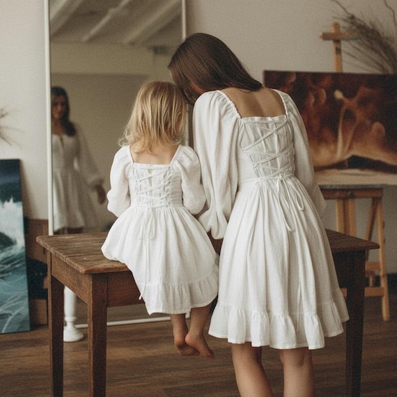 mother daughter boho dress Matching Photoshoot Style White Dress, Girl Mom and Me Baby Matching Birthday Photoshoot Flower Girl Dresses bag) are not included Casual Tops PRETTYGARDEN Women Midi Dresses Size:54 Long Jacket