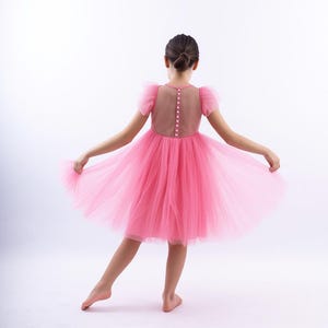 Pink Baby Girl Tutu Dress, Pink Flower Girl Dress, Kids Tulle Gown, Girl Pink Birthday Party Dress, Pink Tulle Special Occasion Dress