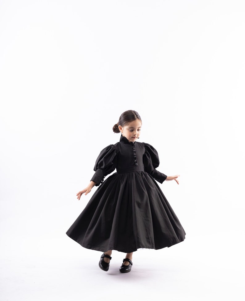 Girls Elegant Black Birthday Dress, Girls Black Gown, Girl Pageant Gown