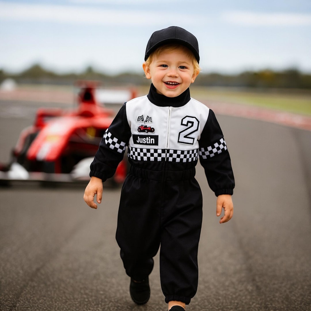 Baby Racer Style Black Baby Boy Racer Suit Custom Name Racing Suit Birthday Costume Kids ...