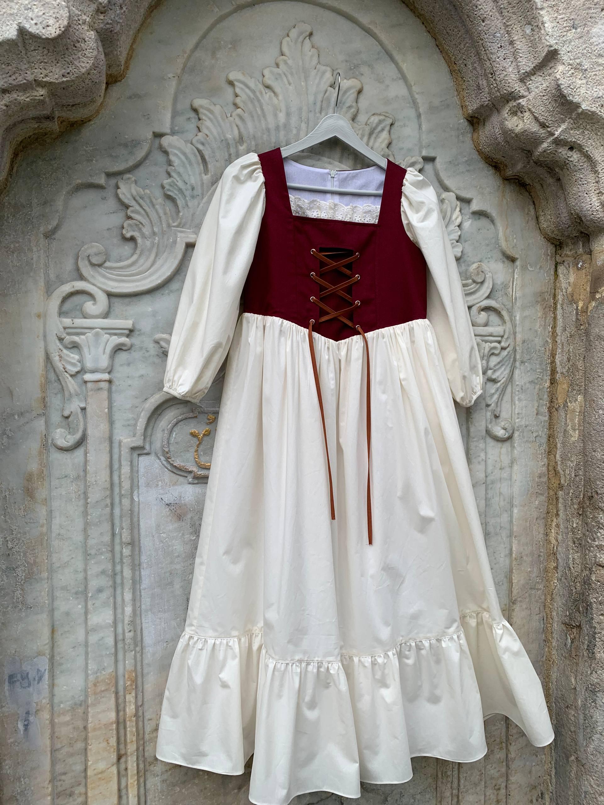 princess peasant dress Girls Renaissance Peasant Dress - Green Medieval Princess Outfit for Kids