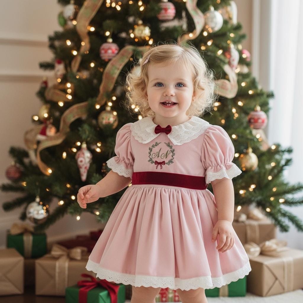 Monogrammed Christmas Dress for Baby
