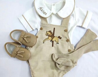 Custom Name Baby Boy Birthday Romper, Kids Baby Boy Toddler Name Romper Suit Set, Kids Birthday Special Occasion Outfit