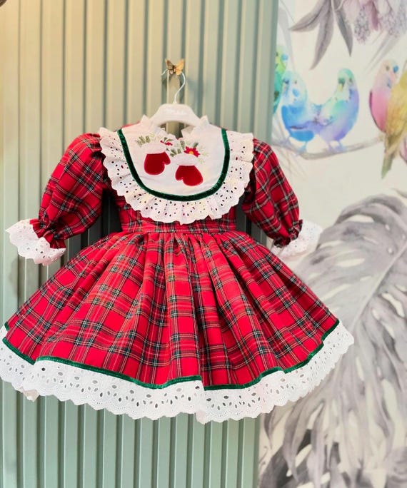 Abito Scozzese Vestiti Di Natale Bambina Abito Rosso Scozzese