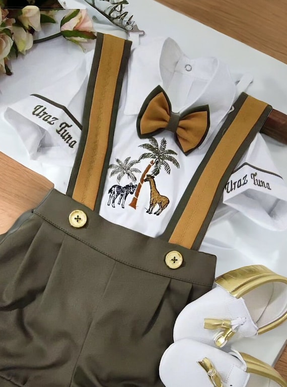 Buy Safari Theme Baby Boy Outfit Set, Baby Boy Embroidered Custom
