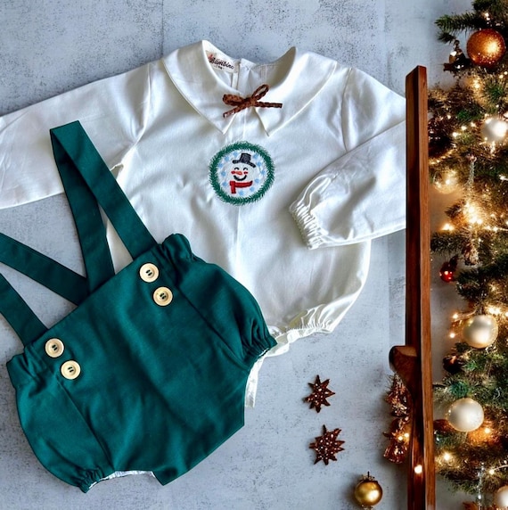 Green Baby Boy Christmas SOCKS INCLUDED Outfit Set Baby Boy