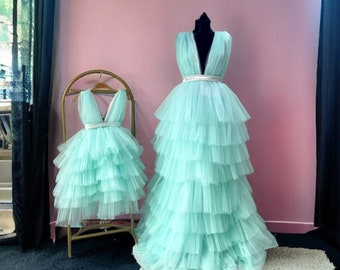 Mint Mommy and me matching dresses, mommy and me outfit, matching outfits, family outfit, mommy and me tulle dresses, Mothers day gift